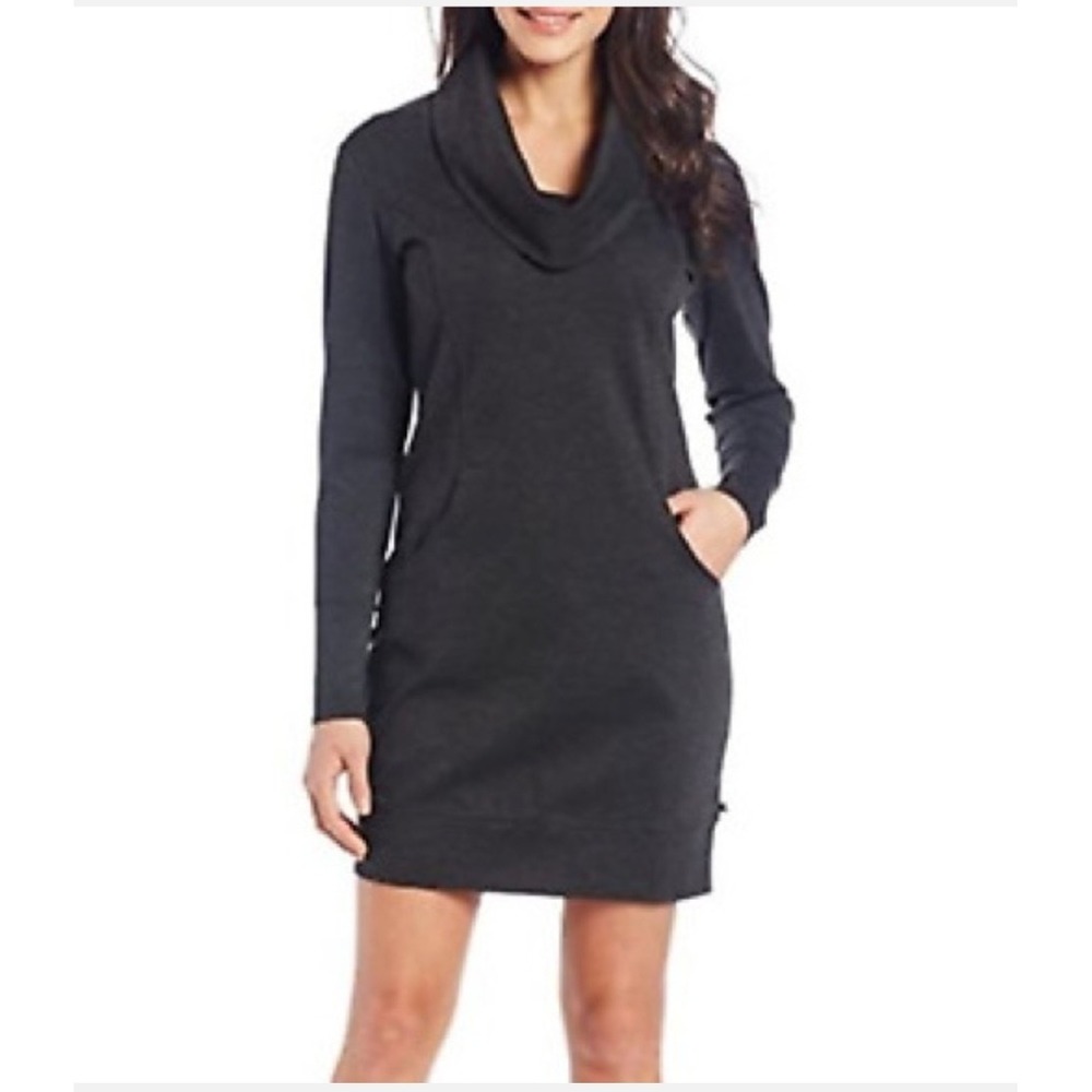 Merrell Womens Heathered Dark Gray Indira Comfy Cowl Neck Sweatshirt Dress XL
